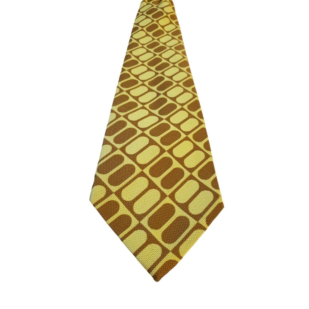 Designer Collection By Regal Gold Geometric Men's Tie, 1970s, Mid-Century Modern